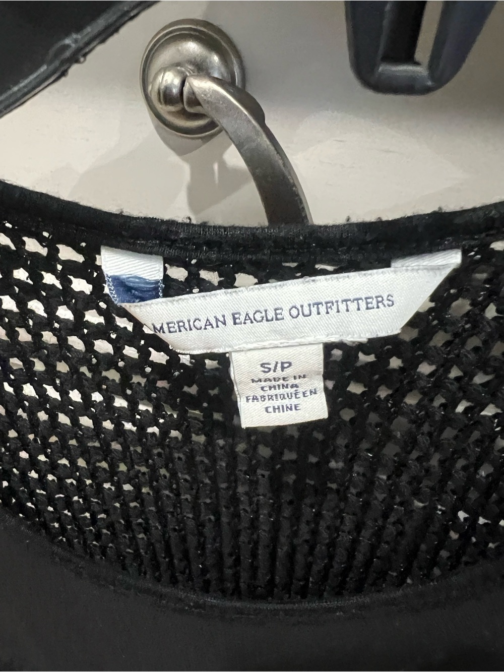American Eagle Outfitters Black Mesh Yoke Tank Top - Picture 2 of 3
